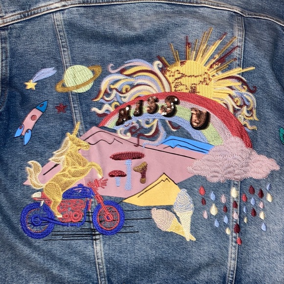 ZARA sz S SUPER RARE Denim miss you jacket unicorns rocket ship drops ice cream! - Picture 6 of 6